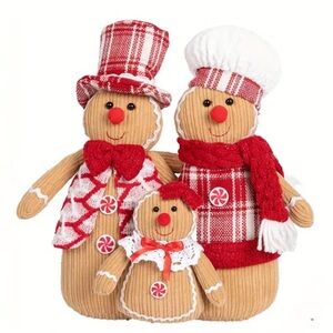 Candy Cane Gingerbread Family Knit Plush